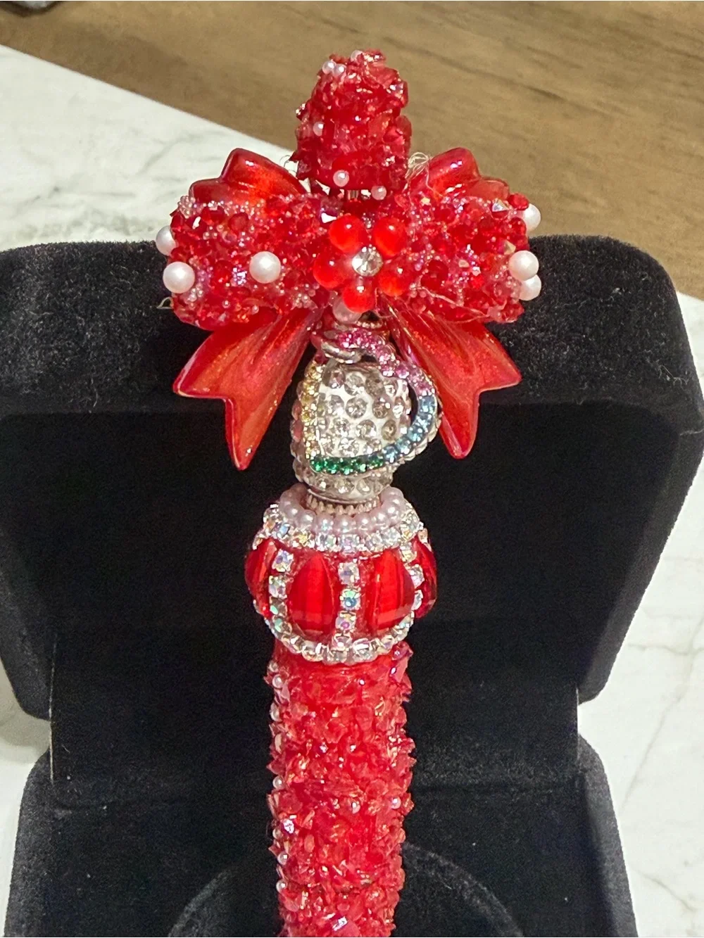 Luxe Red Crystal Bow Decorative Pen - Unbranded